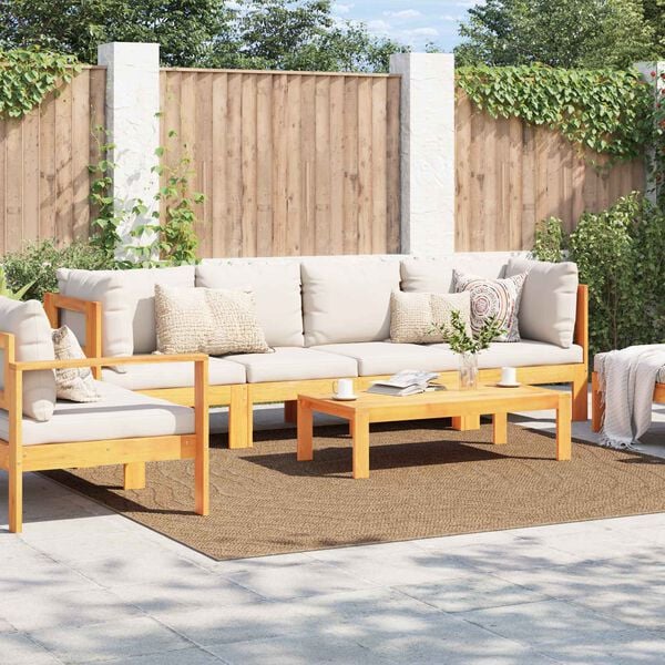 vidaXL Bereichsteppiche Moir&eacute; HUARTE Natur 240 x 240 cm Polyester