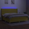 vidaXL Boxspringbett mit Matratze & LED Gr&uuml;n 200x200 cm Stoff