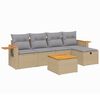 vidaXL 6-tlg. Garten-Sofagarnitur mit Kissen Beige Poly Rattan