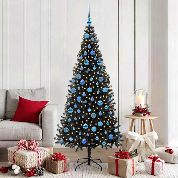 vidaXL Weihnachtsbaum mit 300 LEDs mit St&auml;nder Schwarz 180 cm PVC