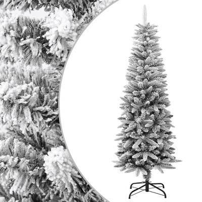 vidaXL Künstlicher Weihnachtsbaum Beschneit Schlank 150 cm PVC&PE