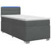 vidaXL Boxspringbett mit Matratze und LED Dunkelgrau 90 x 190 cm Stoff