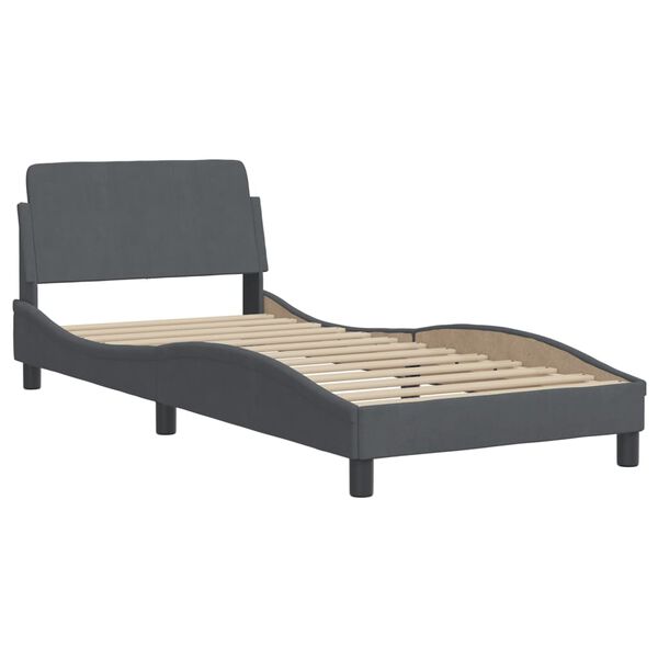 vidaXL Bett mit Matratze "Hanko" Dunkelgrau 90x190 cm Samt