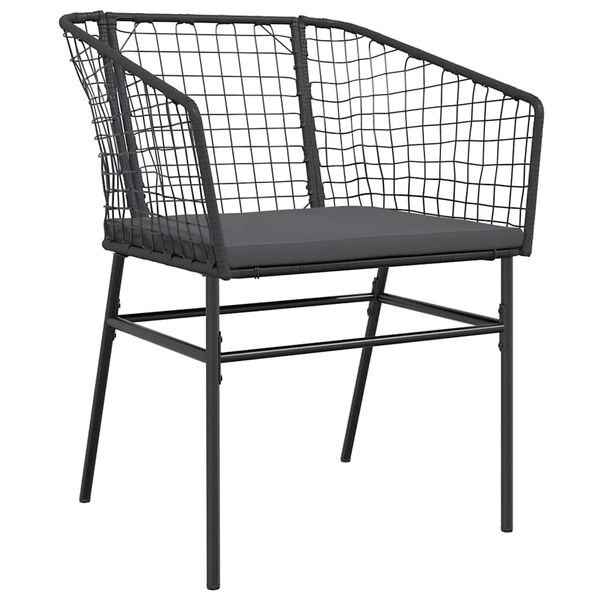 vidaXL 5-tlg. Garten-Essgruppe mit Kissen Schwarz Poly Rattan Glas