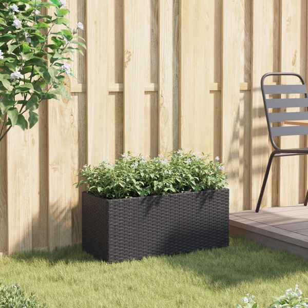 vidaXL Hochbeet mit 2 F&auml;chern Schwarz 72x30x32 cm Poly Rattan