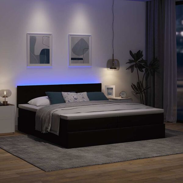 vidaXL Ottoman-Bett mit Matratzen & LEDs Dunkelbraun 200x200 cm Stoff