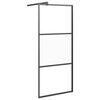 vidaXL Duschwand f&uuml;r Walk-In Dusche 90x195 cm ESG Halbmattiert Schwarz