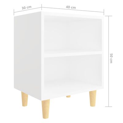 vidaXL Nachttisch mit Massivholz-Beinen Weiß 40x30x50 cm