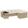 vidaXL 10-tlg. Garten-Sofagarnitur mit Kissen Beige Poly Rattan