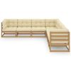 vidaXL 7-tlg Garten-Lounge-Set mit Kissen Honigbraun Massivholz Kiefer