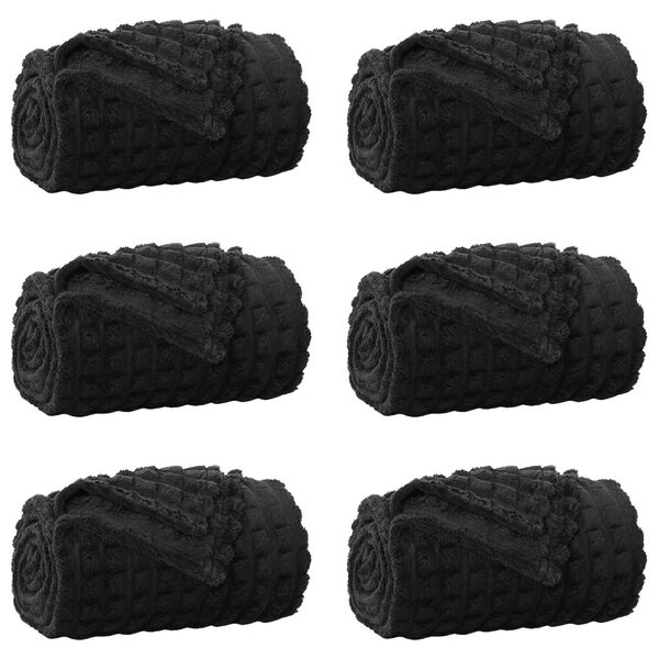 vidaXL Wohndecken 6 pcs Schwarz 200 x 150 cm Fleece