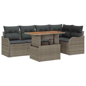 vidaXL Garten-Sofa-Set mit Speicher 6 pcs Grau Poly Rattan