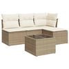 vidaXL 5-tlg. Garten-Sofagarnitur mit Kissen Beige Poly Rattan