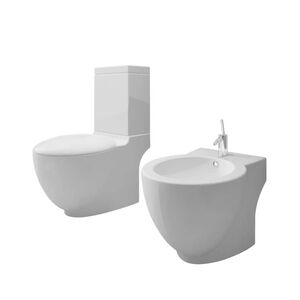 vidaXL Toilette und Bidet Set Wei&szlig; Keramik