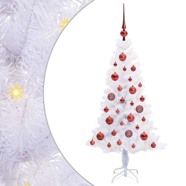 vidaXL Künstlicher Weihnachtsbaum Weiß 120 cm PVC und Stahl