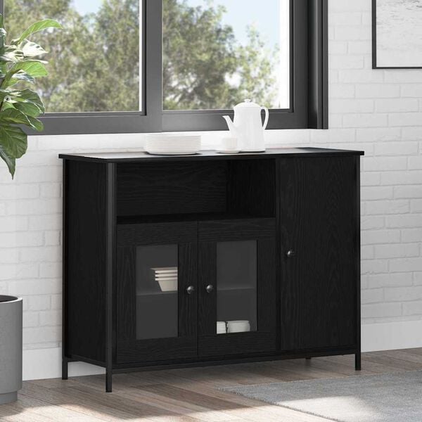 vidaXL Sideboard Schwarz Eichen-Optik 100 x 35 x 75 cm
