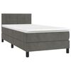 vidaXL Boxspringbett mit Matratze & LED Dunkelgrau 100x200 cm Samt