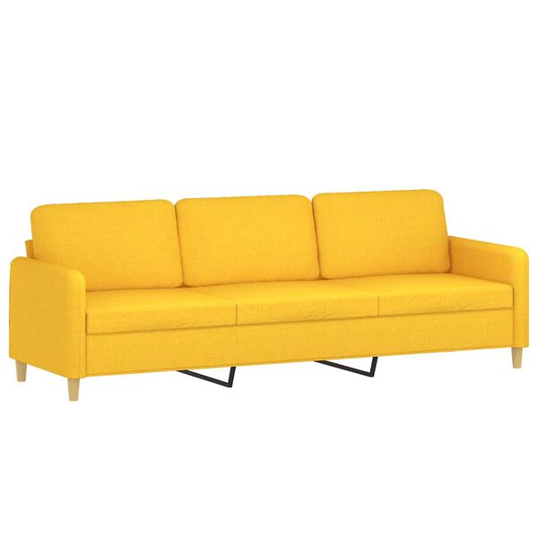 vidaXL 3-Sitzer-Sofa mit Kissen Hellgelb 210 cm Stoff