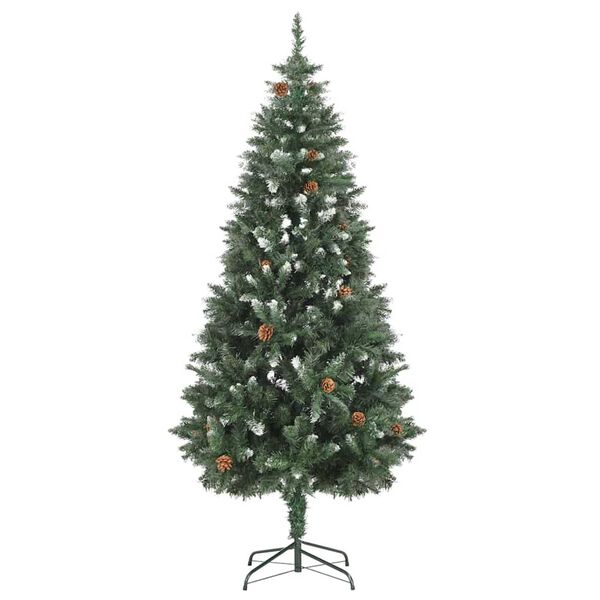 vidaXL K&uuml;nstlicher Weihnachtsbaum mit Beleuchtung Kugeln Zapfen 180 cm
