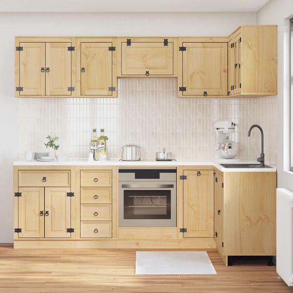 vidaXL Schrank mit Regal SKI 10 pcs Honigbraun Massives Kiefernholz