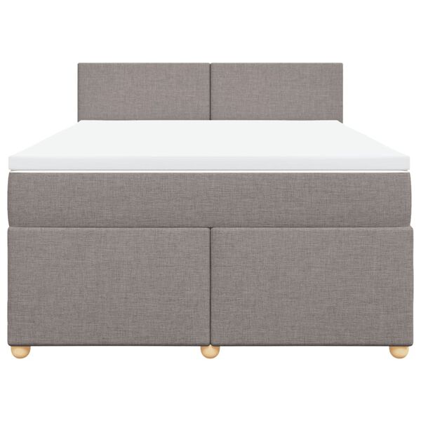 vidaXL Boxspringbett mit Matratze Taupe 140x200 cm Stoff