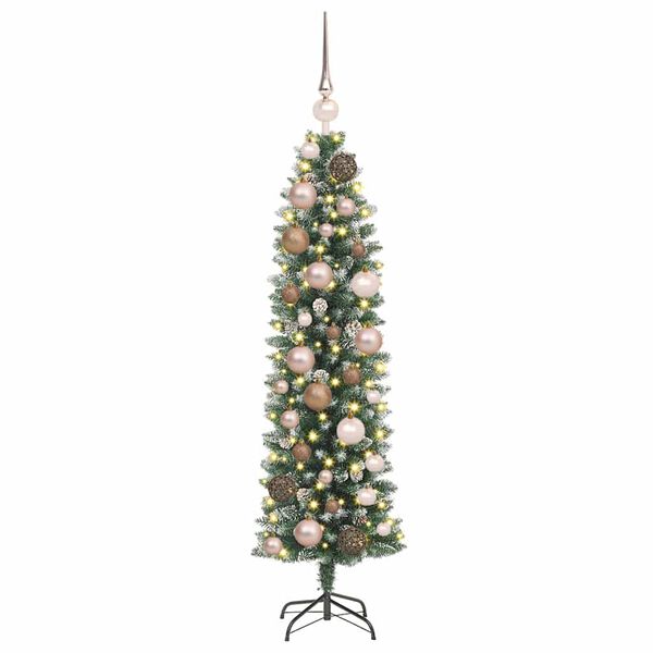 vidaXL K&uuml;nstlicher schlanker Weihnachtsbaum Gr&uuml;n und Wei&szlig; 120 cm