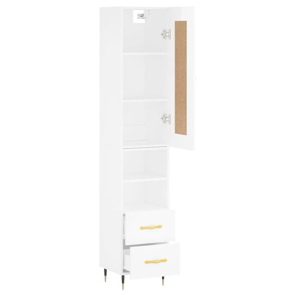 vidaXL Highboard Hochglanz-Wei&szlig; 34,5x34x180 cm Holzwerkstoff