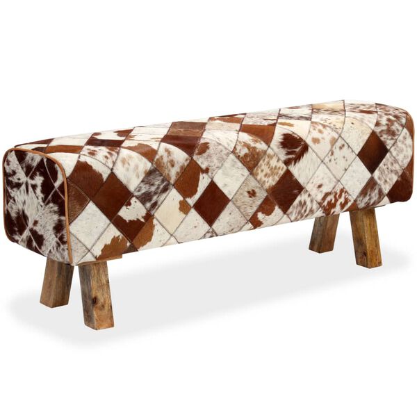 vidaXL Sitzbank Kuhfell Echtleder Rautenprofil