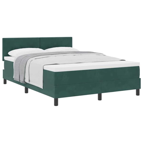 vidaXL Boxspringbett mit Matratze Dunkelgr&uuml;n 140 x 200 cm Stoff