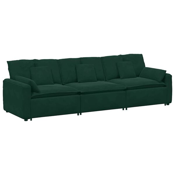 vidaXL Modulares Sofa mit Kissen Dunkelgr&uuml;n
