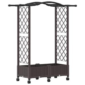 vidaXL Hochbeet mit Rankgitter und Dach Grau 204 x 40 x 138 cm PP