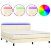 vidaXL Boxspringbett mit Matratze & LED Creme 160x200 cm Kunstleder