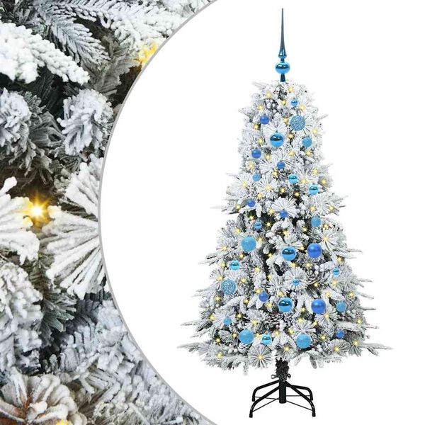 vidaXL K&uuml;nstlicher klappbarer Weihnachtsbaum Wei&szlig; 150 cm PE und PVC