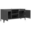 vidaXL TV-Schrank mit Metallbeinen Hochglanz-Grau 103,5x35x50 cm
