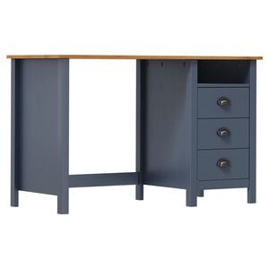 vidaXL Schreibtisch Hill mit 3 Schubladen Grau 120x50x74cm Kiefernholz