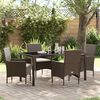 vidaXL Garten Essgruppe mit Kissen 5 pcs Braun Poly-Rattan
