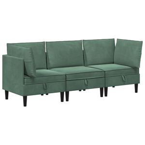 vidaXL Wohnzimmergarnitur mit Kissen mit Speicher 3 pcs Meergr&uuml;n Samt