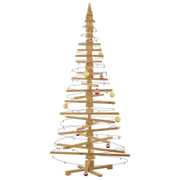 vidaXL Holz Weihnachtsbaum mit St&auml;nder Braun 210 cm Massivholz Kiefer