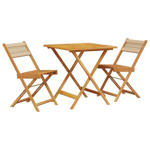 vidaXL 3-tlg. Bistro-Set Beige Polypropylen und Massivholz