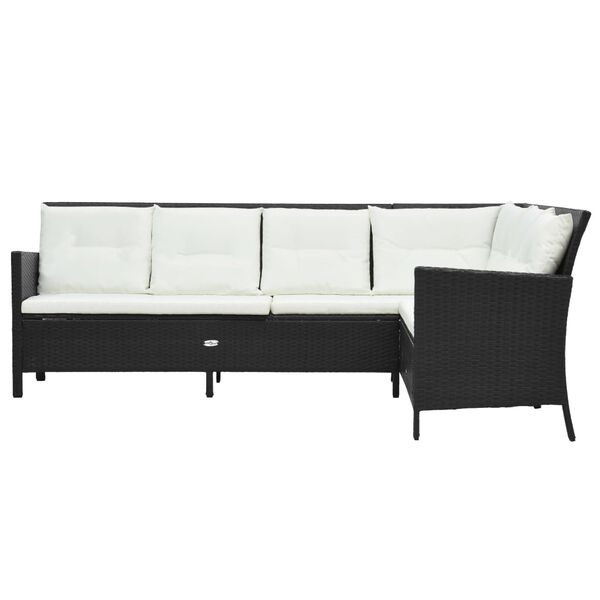 vidaXL 3-tlg. Garten-Lounge-Set mit Auflagen Poly Rattan Schwarz