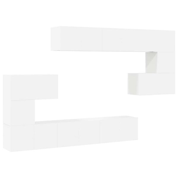 vidaXL 10-tlg. TV-Schrank-Set Wei&szlig; Holzwerkstoff