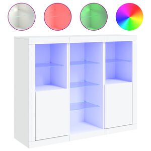 vidaXL Sideboards mit LED-Leuchten 3 Stk. Wei&szlig; Holzwerkstoff