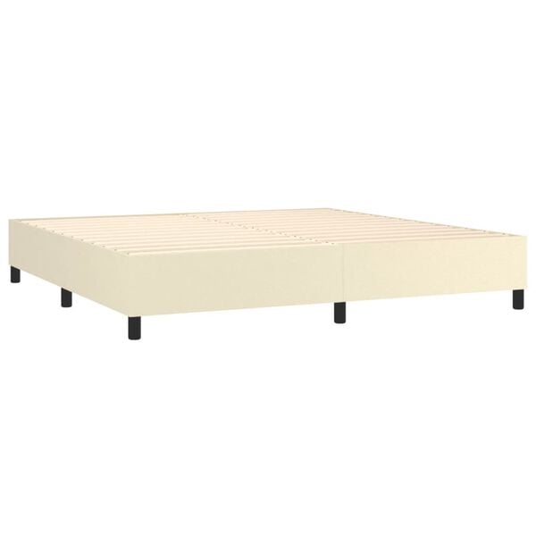 vidaXL Boxspringbett mit Matratze Creme 200x200 cm Kunstleder