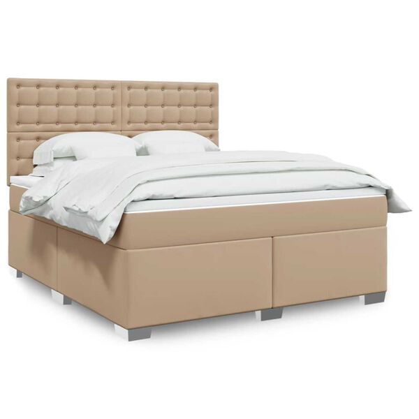 vidaXL Boxspringbett Matratze Cappuccino-Braun 180x200 cm Kunstleder