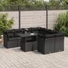 vidaXL 9-tlg. Garten-Sofagarnitur mit Kissen Schwarz Poly Rattan