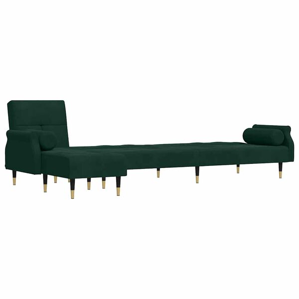 vidaXL Schlafsofa in L-Form Dunkelgr&uuml;n 271x140x70 cm Samt