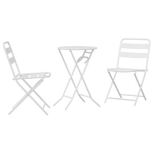 vidaXL Garten Bistro Set 3 stk. Wei&szlig; Stahl