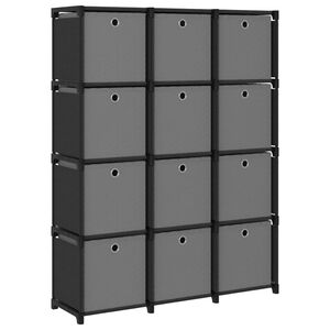 vidaXL W&uuml;rfel-Regal mit Boxen 12 F&auml;cher Schwarz 103x30x141 cm Stoff