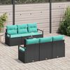 vidaXL Sofa Set mit Kissen 7 pcs Schwarz und T&uuml;rkis Poly Rattan
