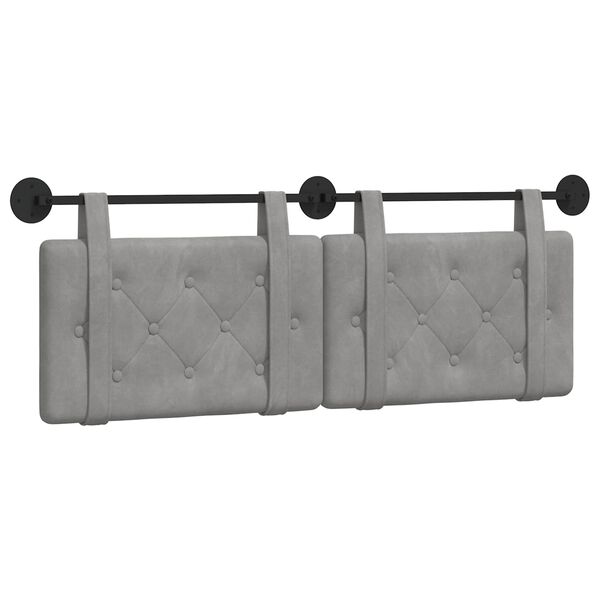 vidaXL H&auml;ngevorderseite Wandmontiert Hellgrau 130 x 55 x 5 cm Samt
